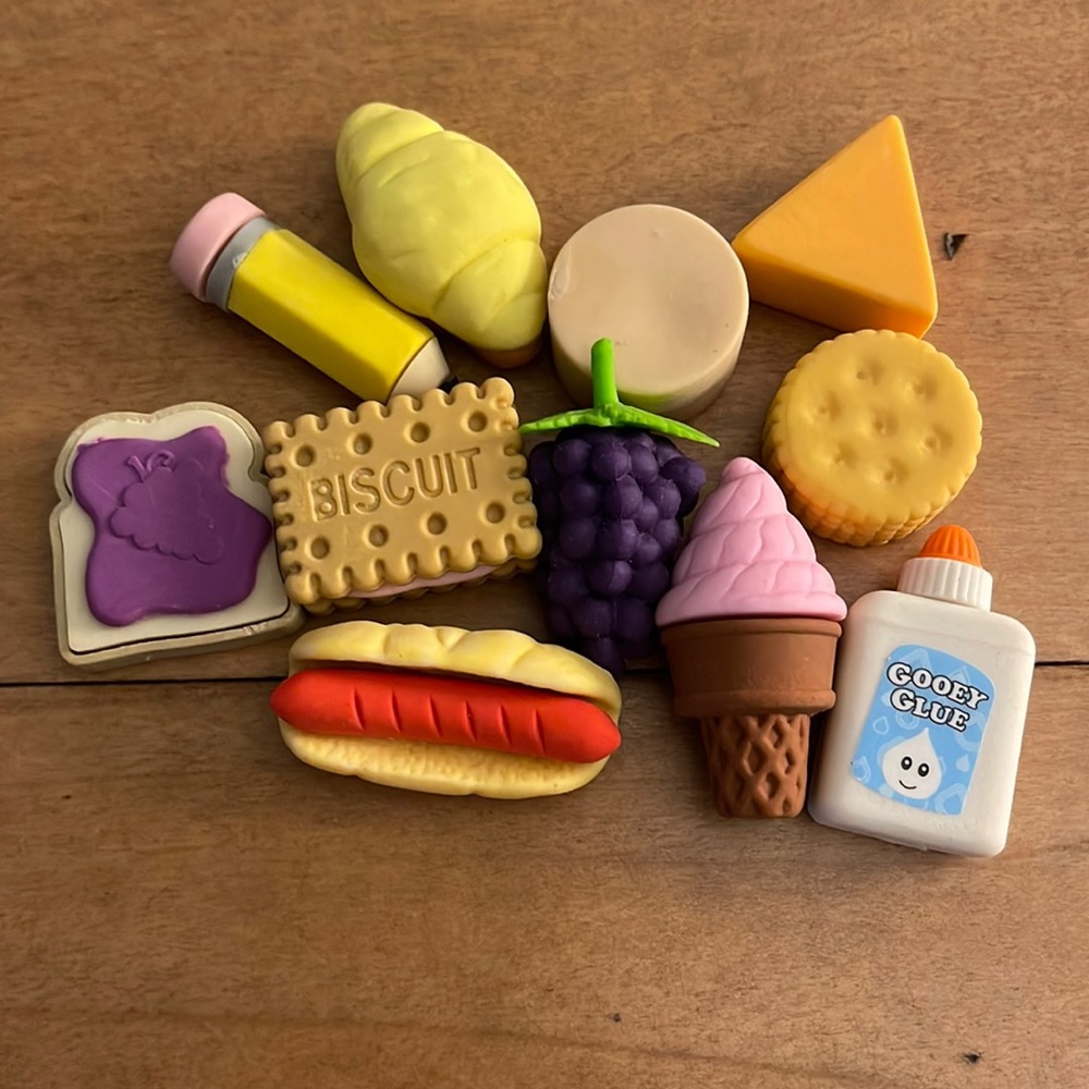 Food and school supply eraser bundle